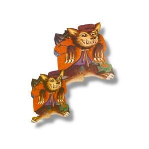 Vintage Eureka Cutout Wolf Set of 2 Halloween Cute 11" 7" USA Wolfman